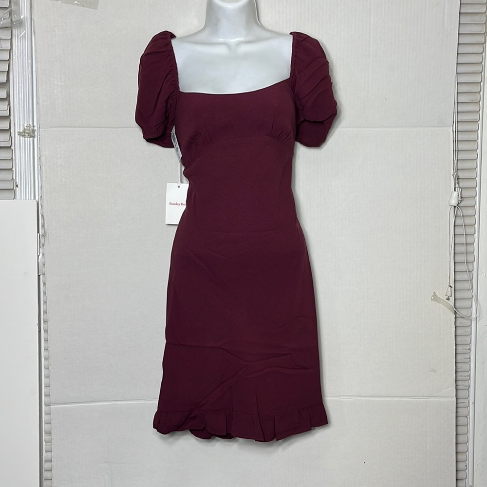 Aritzia Sunday Best color Spiced burgundy Mariposa Dress 1157